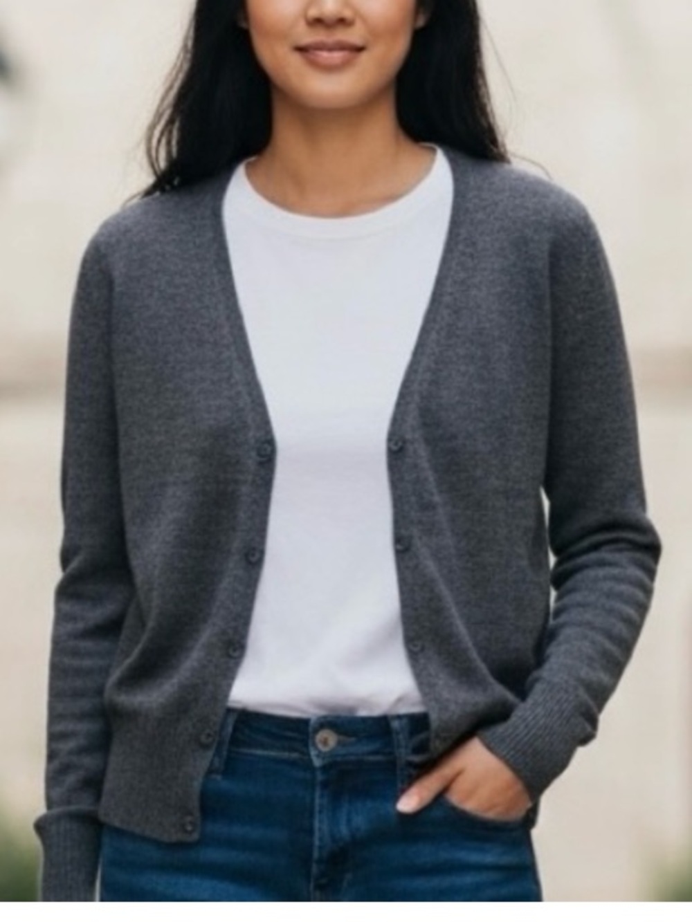 J. Crew dark gray wool blend button down cardigan